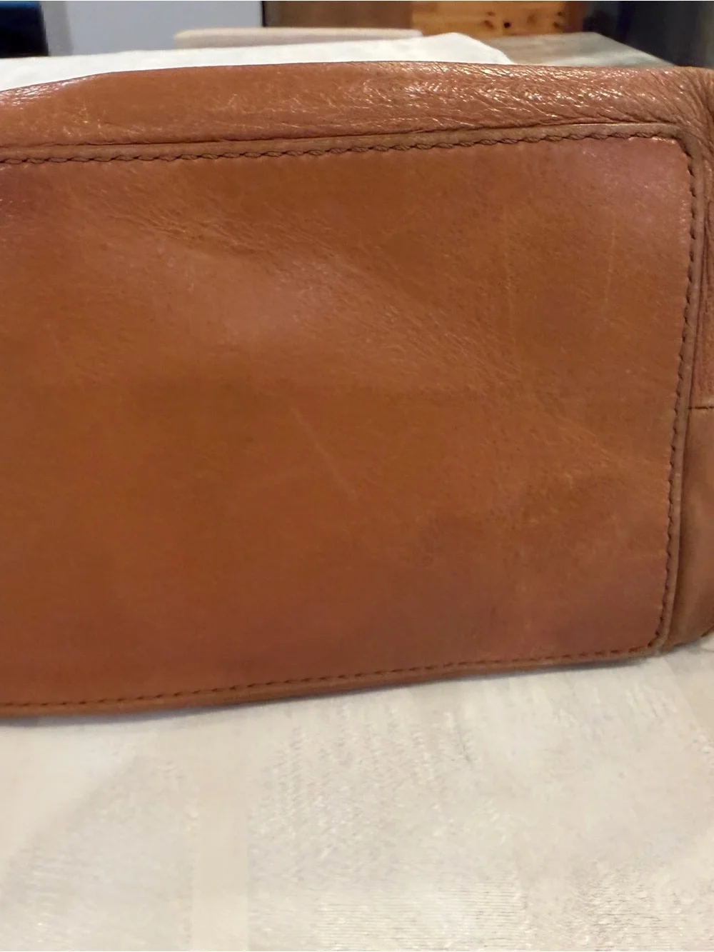 Tory Burch Brown Leather Tote with Gold Logo